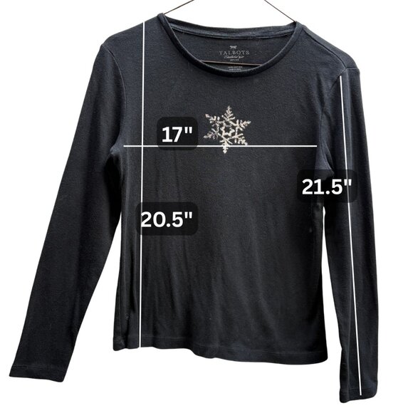 Talbots Long Sleeve Snowflake Tee – Petite – 100% Cotton – Good Condition - Picture 5 of 5